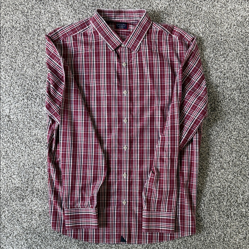UNTUCKit Burgundy Plaid Button Down Shirt